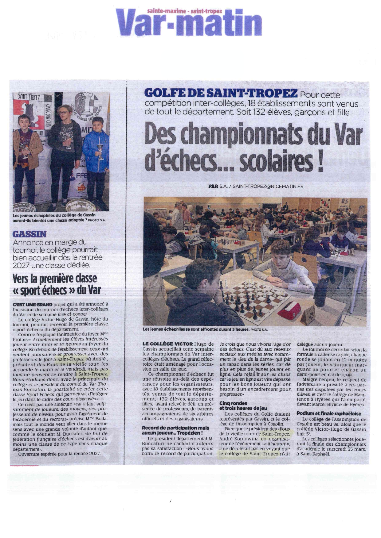 Echecs – Championnat du Var